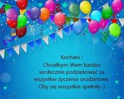 Niebieska kartka z balonami i podziękowaniami